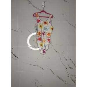 Lola And The Boys Rainbow Evil Eye Women’s Swimsuit Size Medium White Colorful